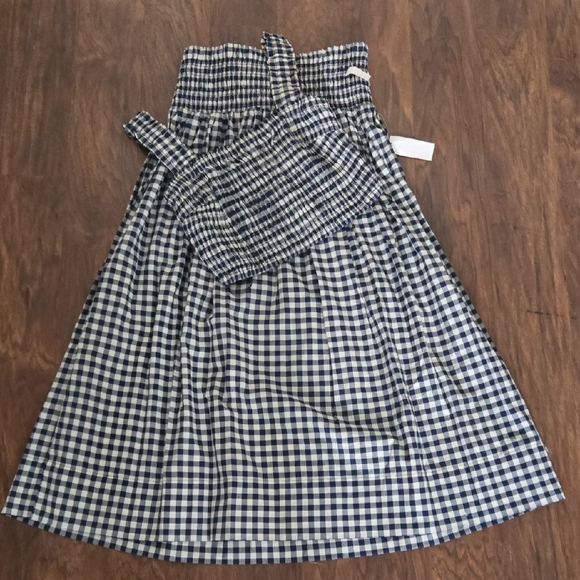 Gingham Crop Top And Maxi Skirt Set Navy and White M - Picture 4 of 6